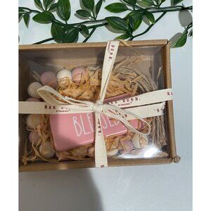 Rae Dunn "Blessed" Pink Decorative Beaded Garland Set Gift Box With Ribbon